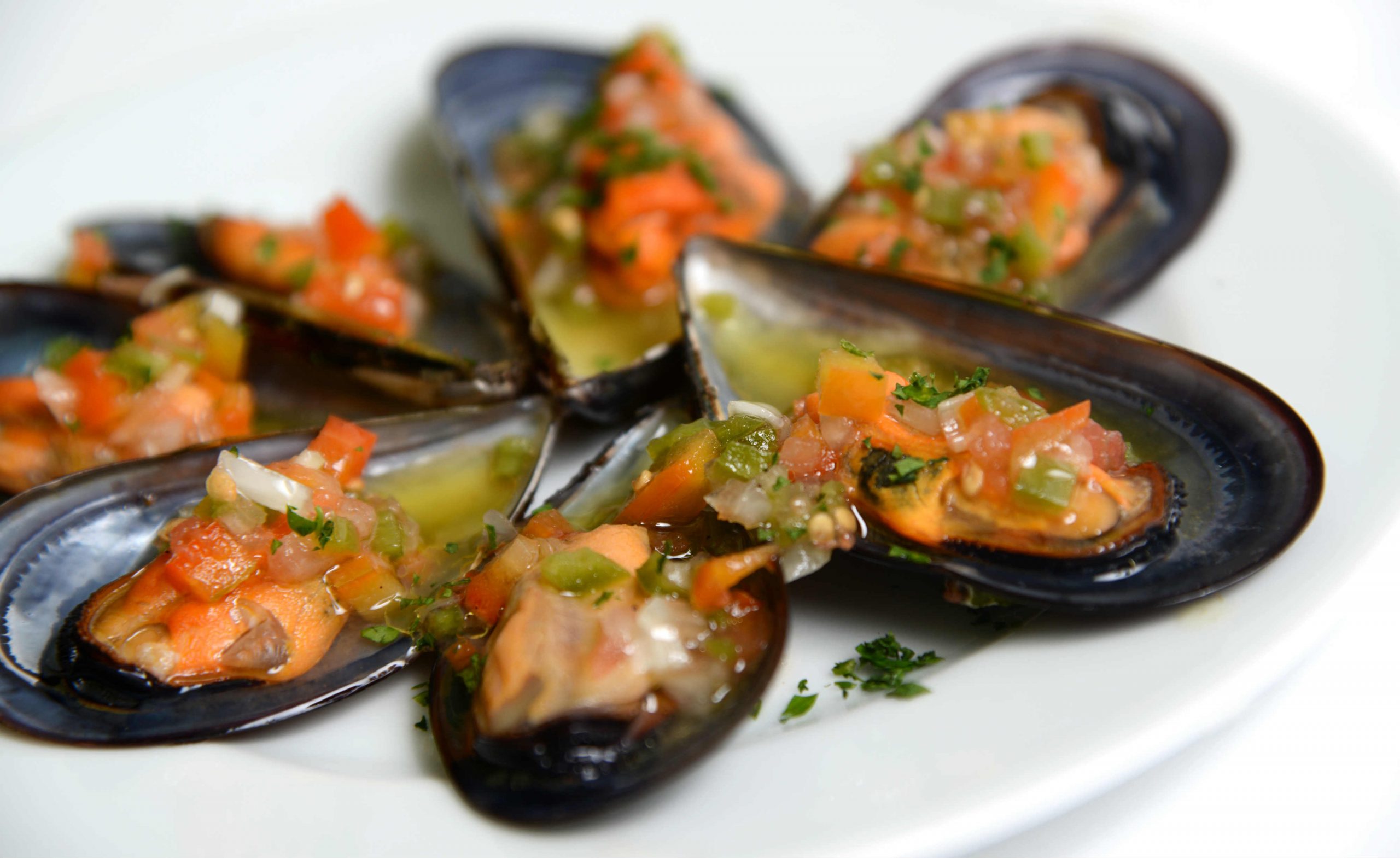 Musclos amb vinagreta de verdures