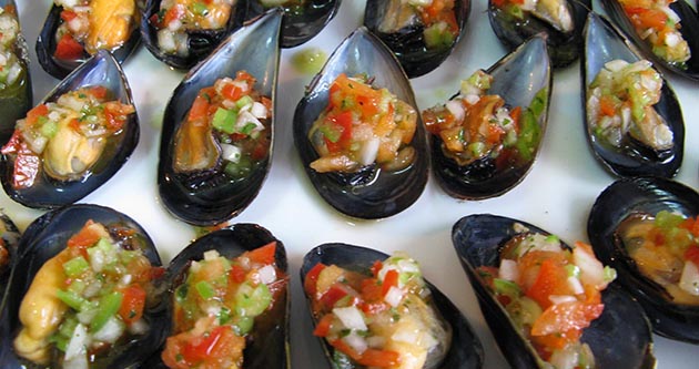 Musclos amb vinagreta de verdures