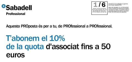 Banc de Sabadell – Abonament del 10% de la quota d’associat