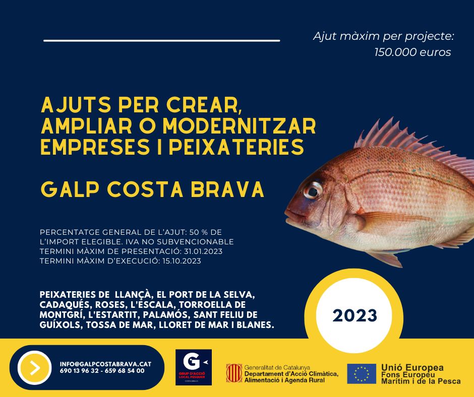 Ajuts per crear, ampliar o modernitzar empreses i peixateries 2023