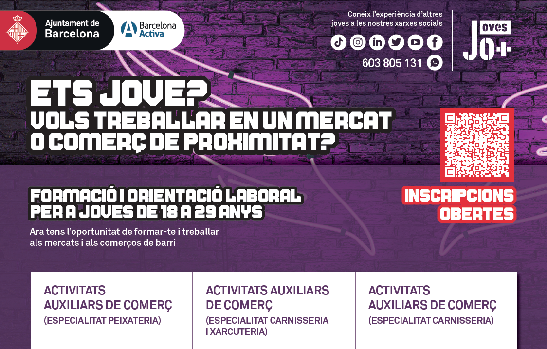 Formació per a joves –  Auxiliar de comerç de productes de la mar
