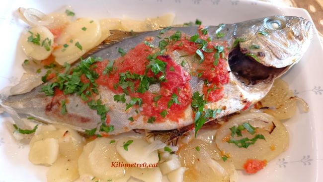 Serviola (peix llimona) al forn amb patates