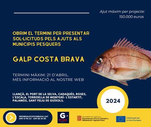 Galp Costa Brava: ajuts pel desenvolupament local participatiu de Pesca i d’Aqüicultura a Catalunya 2021-2027