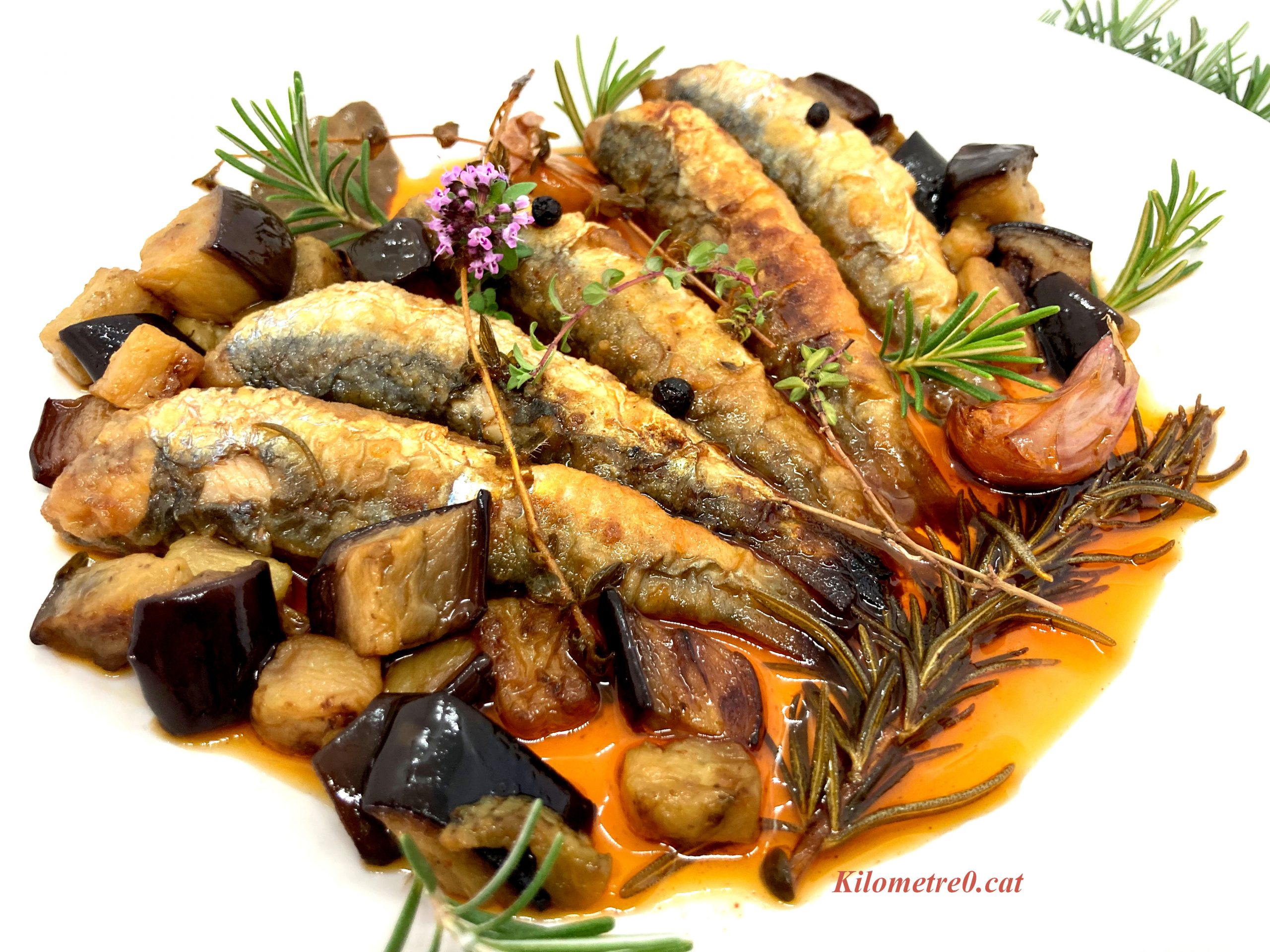 Sardines escabetxades amb albergínia
